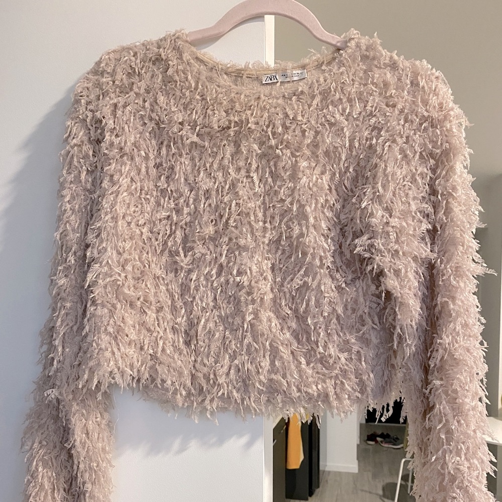 ZARA Dusty Pink Feather Top